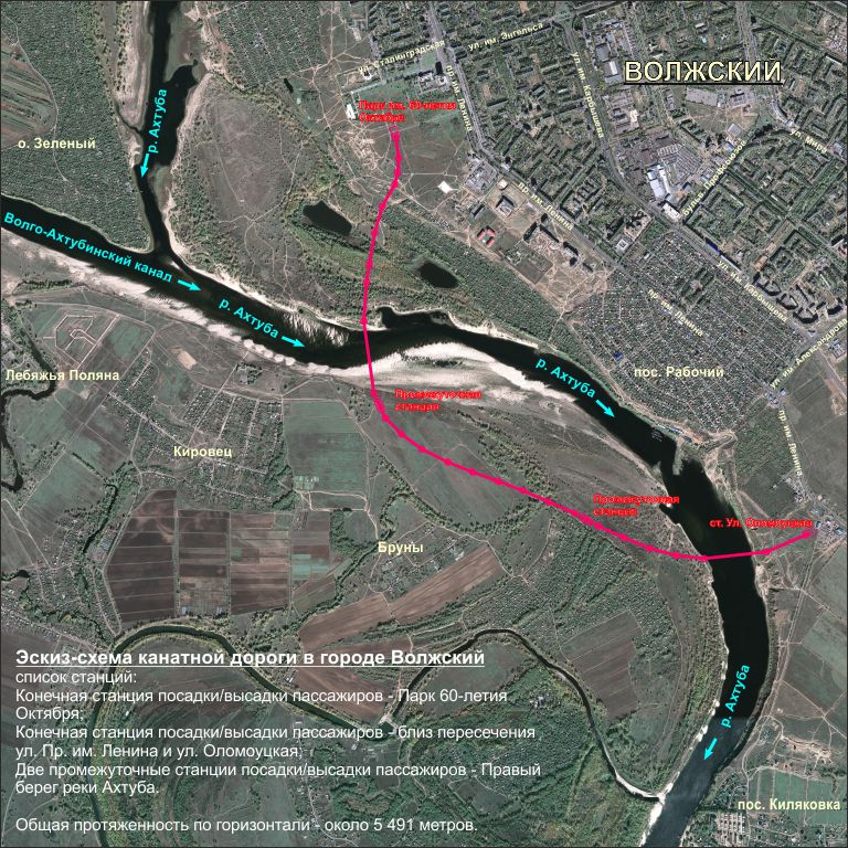 Эскиз-идея пассажирская канатная дорога в г. Волжский